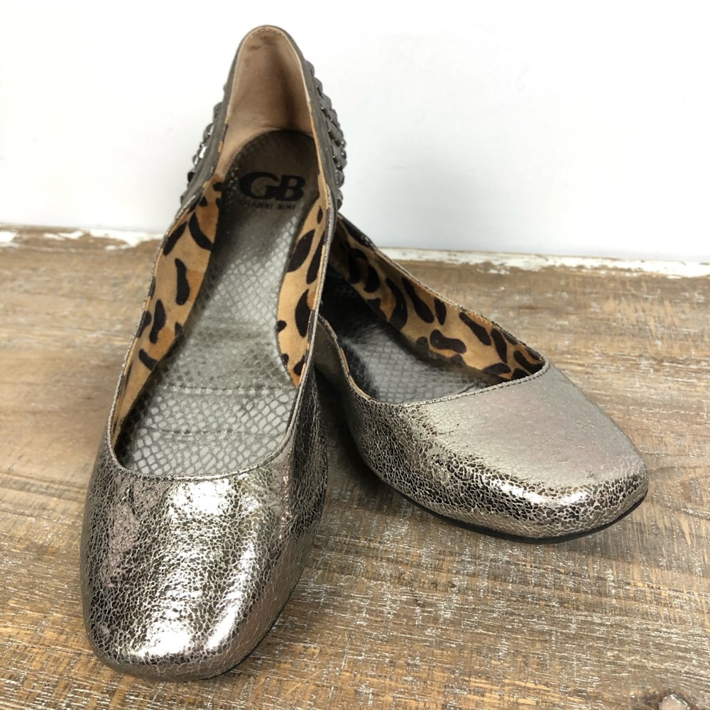 Gianni Bini Metallic Silver Crackle Ballet Flats